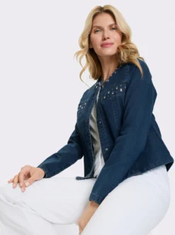 Jeansjacke mit Glitzersteinchen