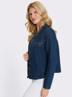 Jeansjacke mit Glitzersteinchen