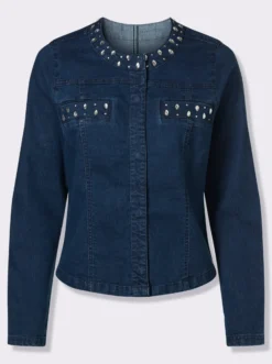 Jeansjacke mit Glitzersteinchen