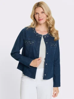 Jeansjacke mit Glitzersteinchen