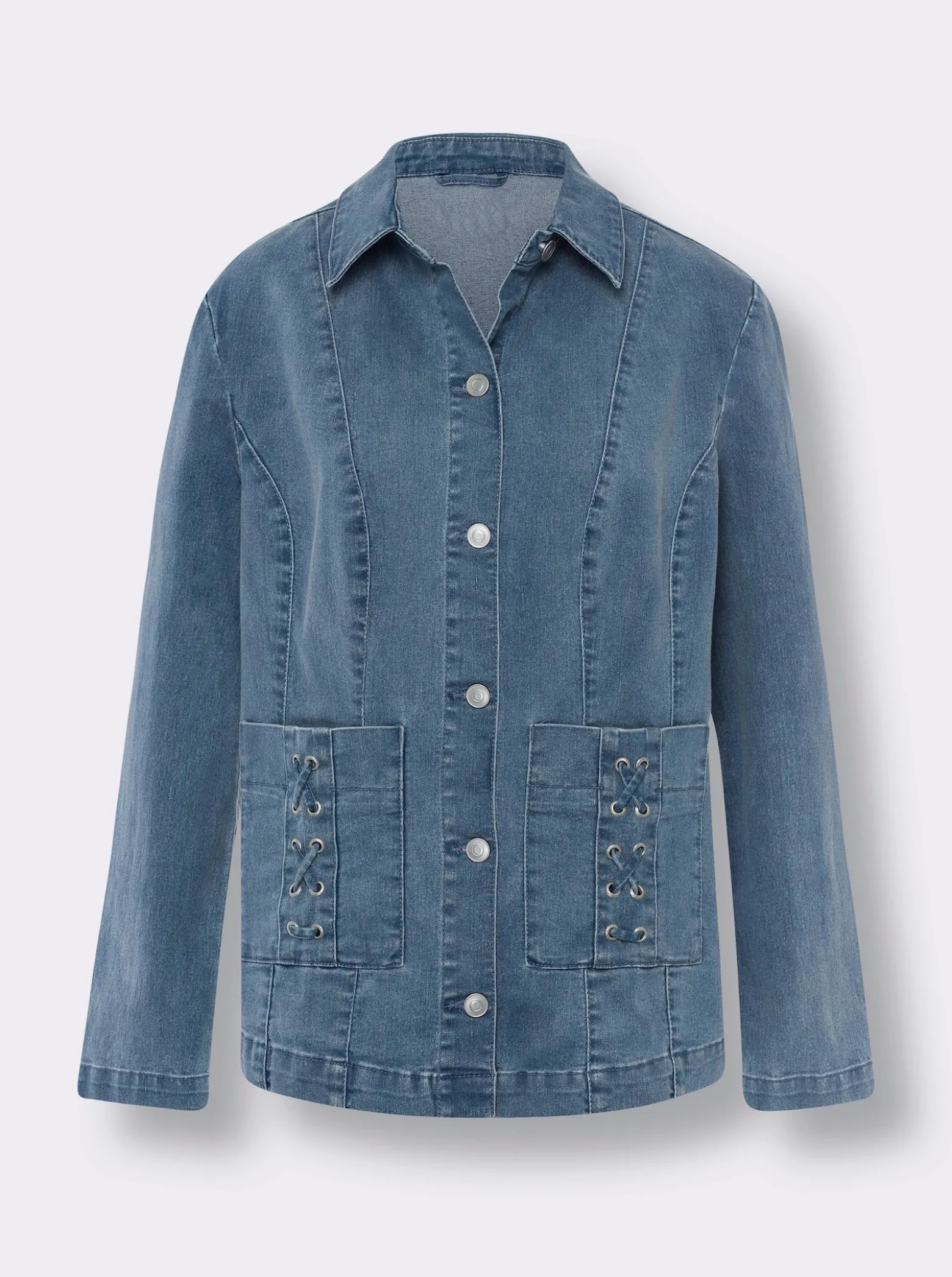 Jeansjacke mit optisch streckenden Nähten