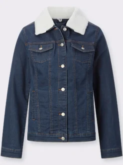 Jeansjacke mit Pelz-Imitat-Kragen