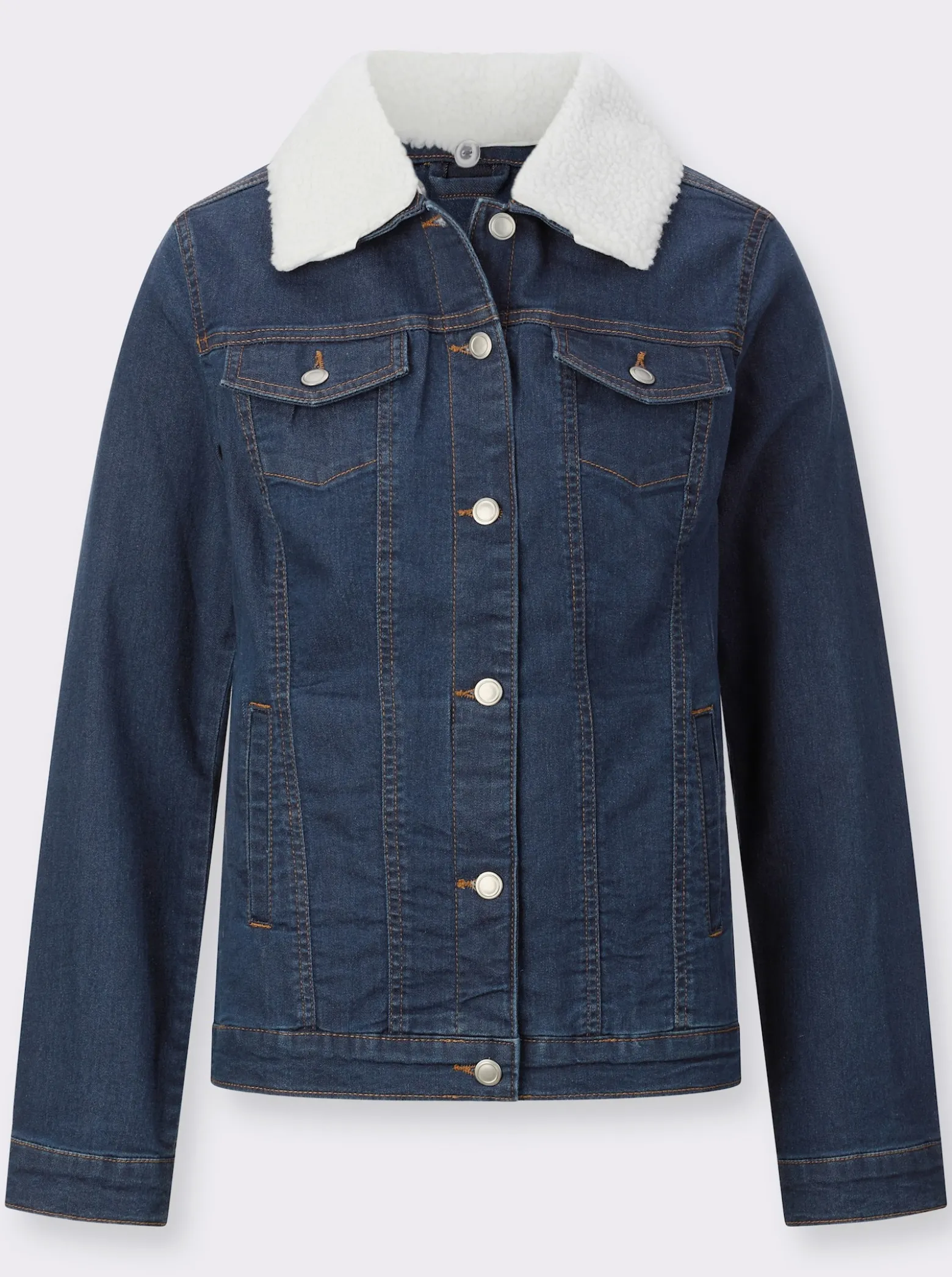 Jeansjacke mit Pelz-Imitat-Kragen