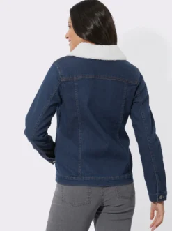 Jeansjacke mit Pelz-Imitat-Kragen