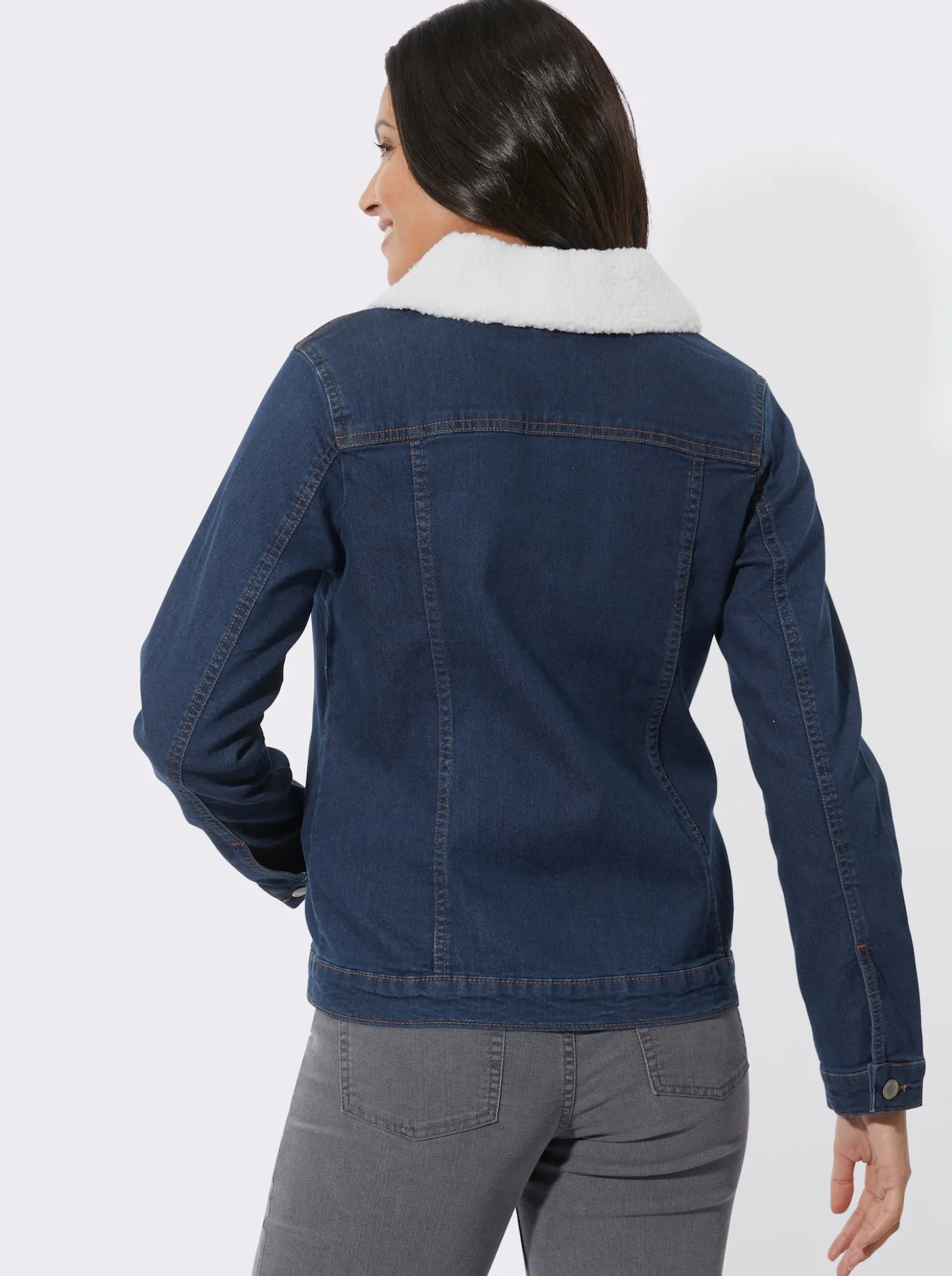 Jeansjacke mit Pelz-Imitat-Kragen