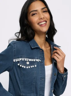 Jeansjacke mit Spitzenband