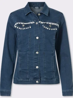 Jeansjacke mit Spitzenband