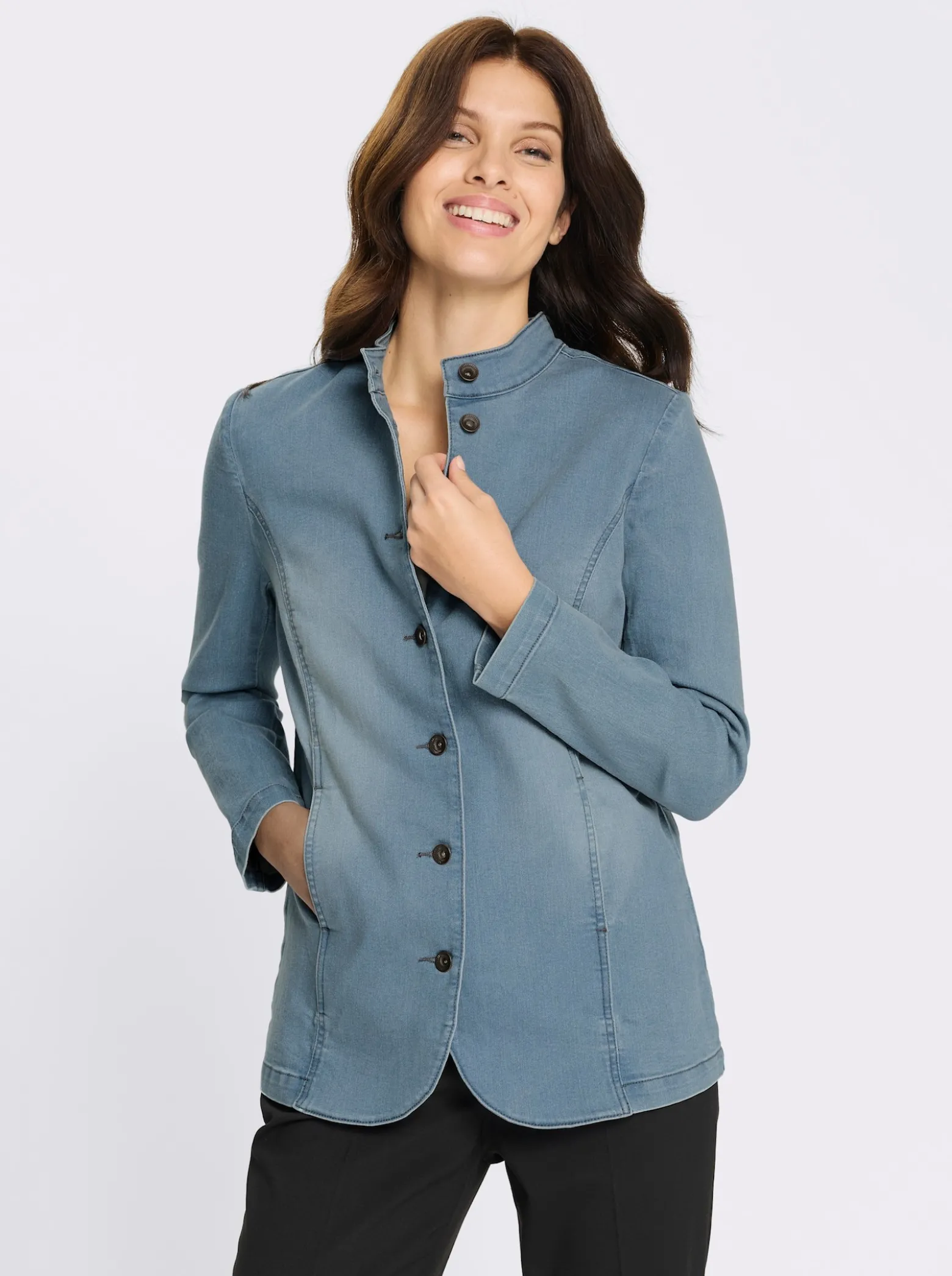 Jeansjacke mit Stehkragen