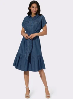 Jeanskleid mit abnehmbarem Bindegürtel