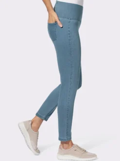 Jeansleggings mit überlappendem Bund