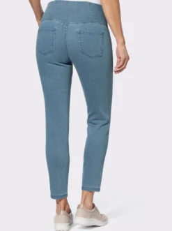 Jeansleggings mit überlappendem Bund