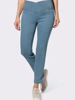 Jeansleggings mit überlappendem Bund