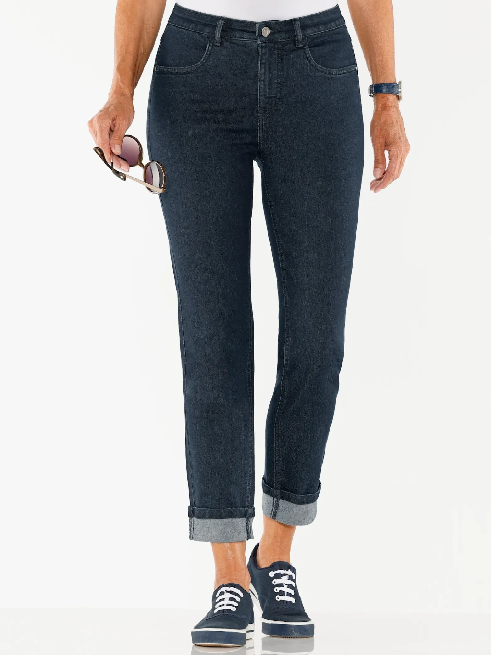 7/8-Jeans mit fixiertem Beinaufschlag