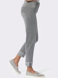 7/8-Jeans mit Fransen am Beinaufschlag