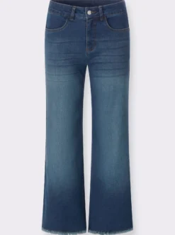 7/8-Jeans mit Fransen am Saum