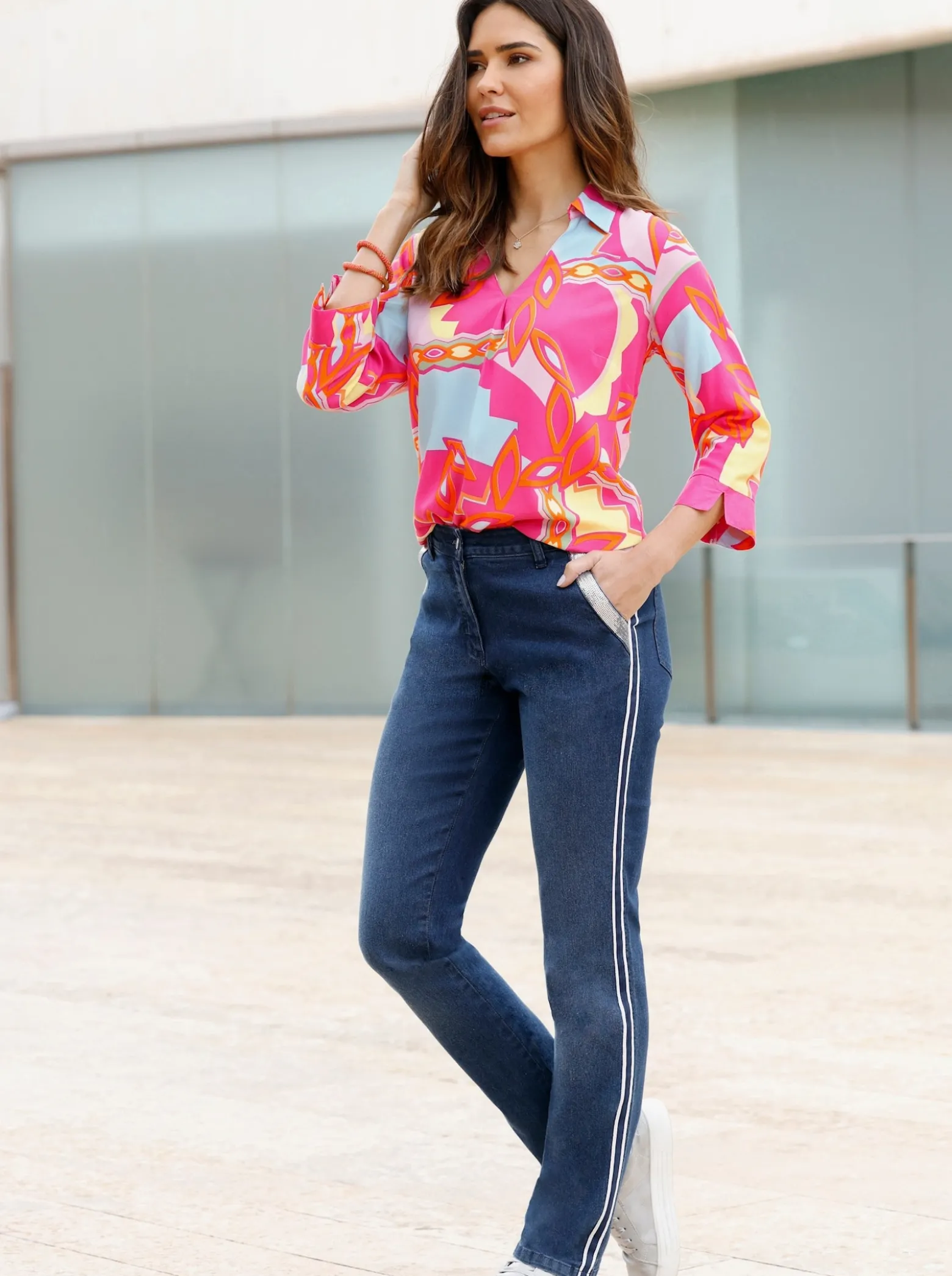 Jeans mit Galonstreifen