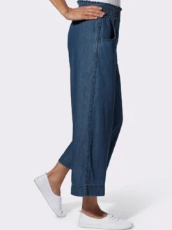 7/8-Jeans mit gesmoktem Dehnbund