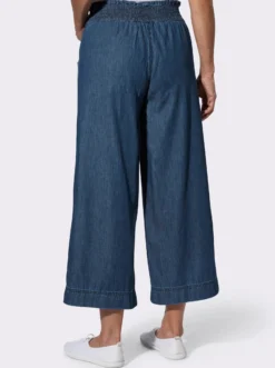 7/8-Jeans mit gesmoktem Dehnbund