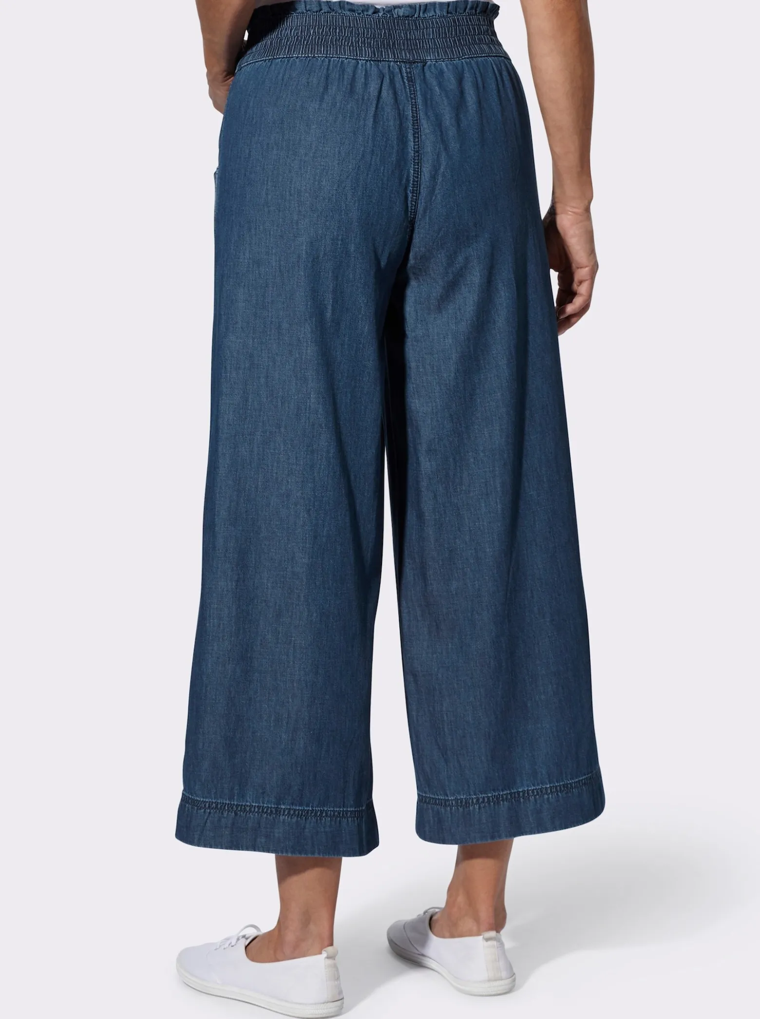 7/8-Jeans mit gesmoktem Dehnbund