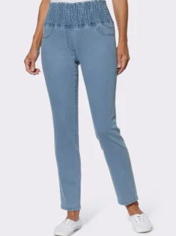 Jeans mit gesmoktem Rundum-Dehnbund