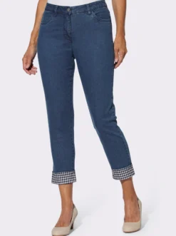 7/8-Jeans mit Karo-Details