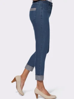 7/8-Jeans mit Karo-Details