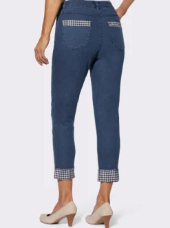 7/8-Jeans mit Karo-Details