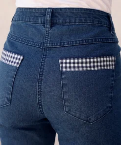 7/8-Jeans mit Karo-Details