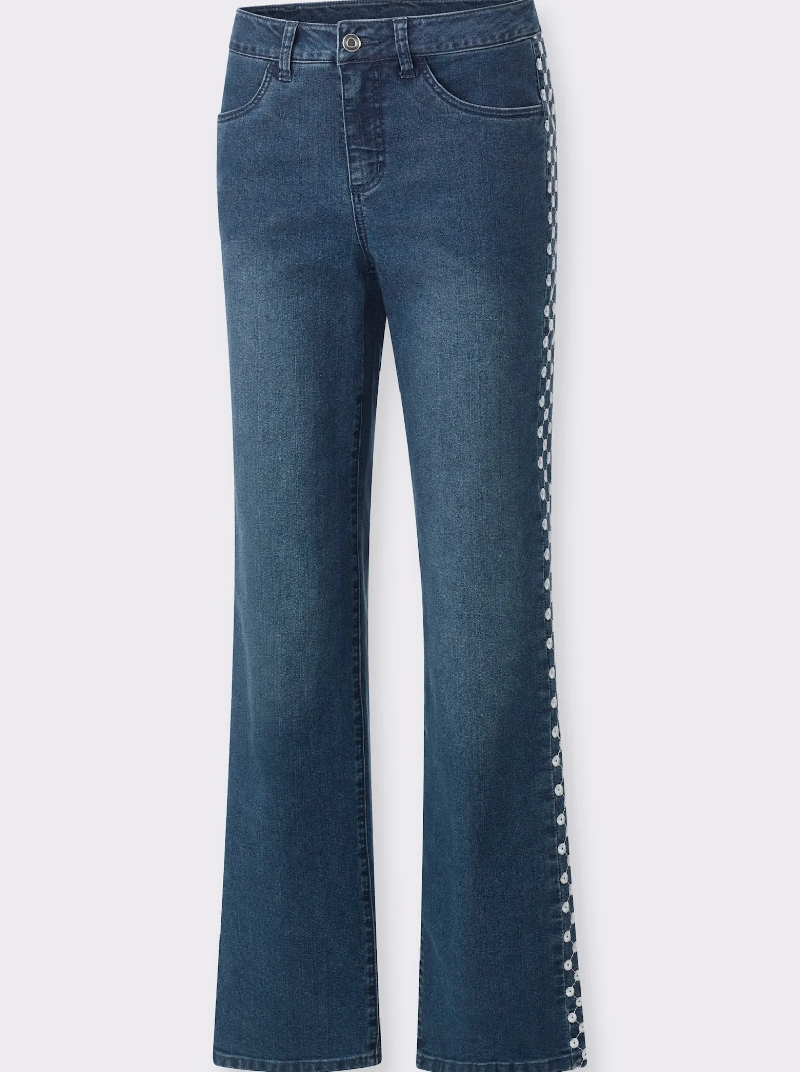 Jeans mit Lochstickerei