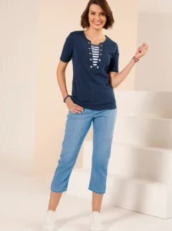 7/8-Jeans mit Reißverschluss-Blende