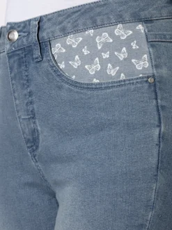 7/8-Jeans mit Schmetterlings-Einsätzen