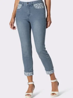 7/8-Jeans mit Schmetterlings-Einsätzen