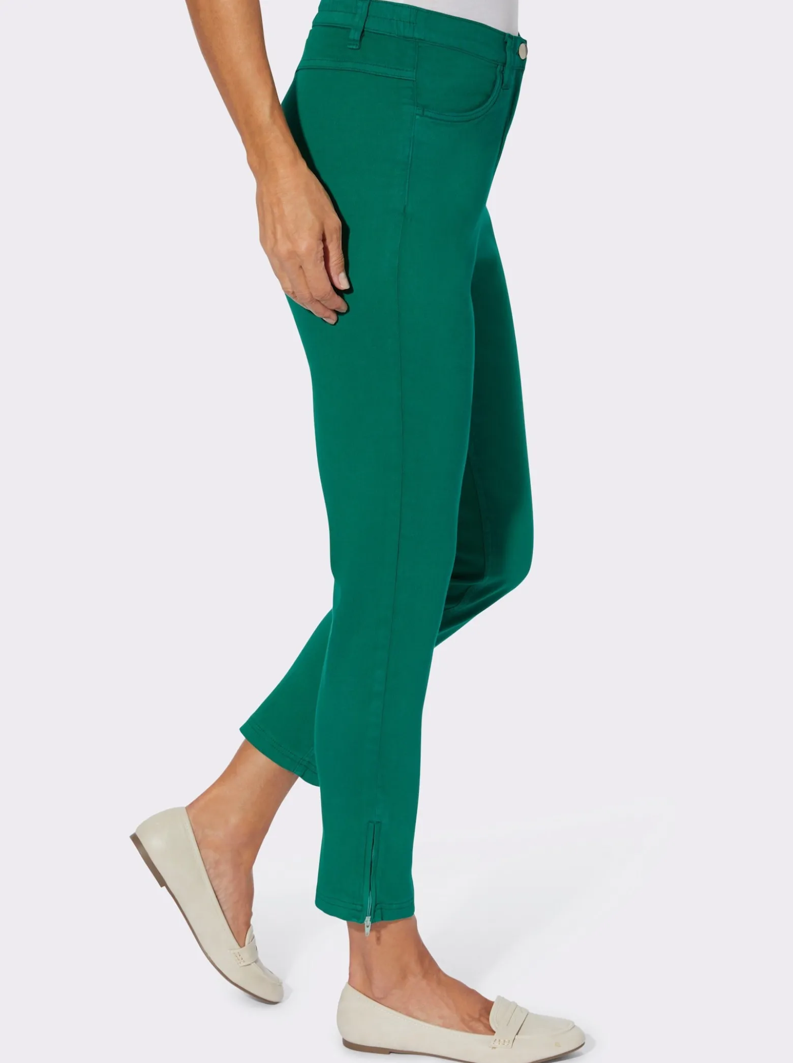 7/8-Jeans mit seitlichen Reißverschlüssen