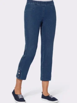 7/8-Jeans mit seitlichen Zierknöpfen
