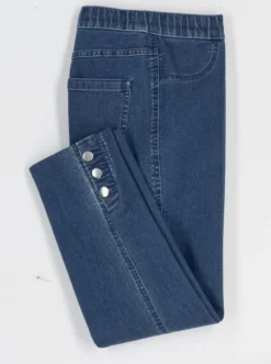7/8-Jeans mit seitlichen Zierknöpfen