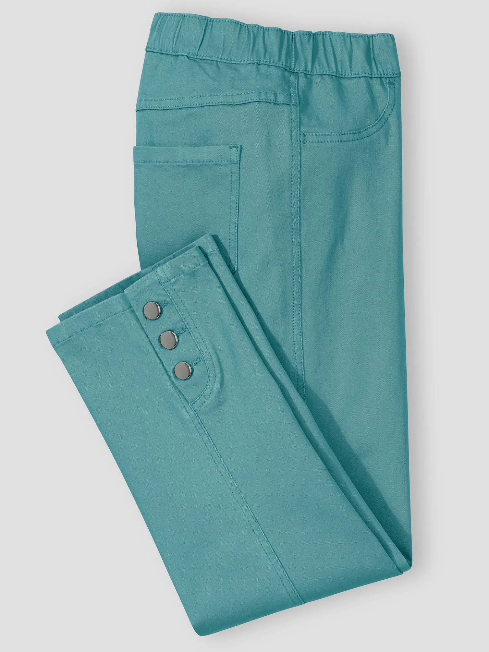 7/8-Jeans mit seitlichen Zierknöpfen