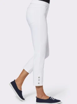 7/8-Jeans mit seitlichen Zierknöpfen