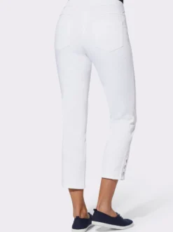 7/8-Jeans mit seitlichen Zierknöpfen