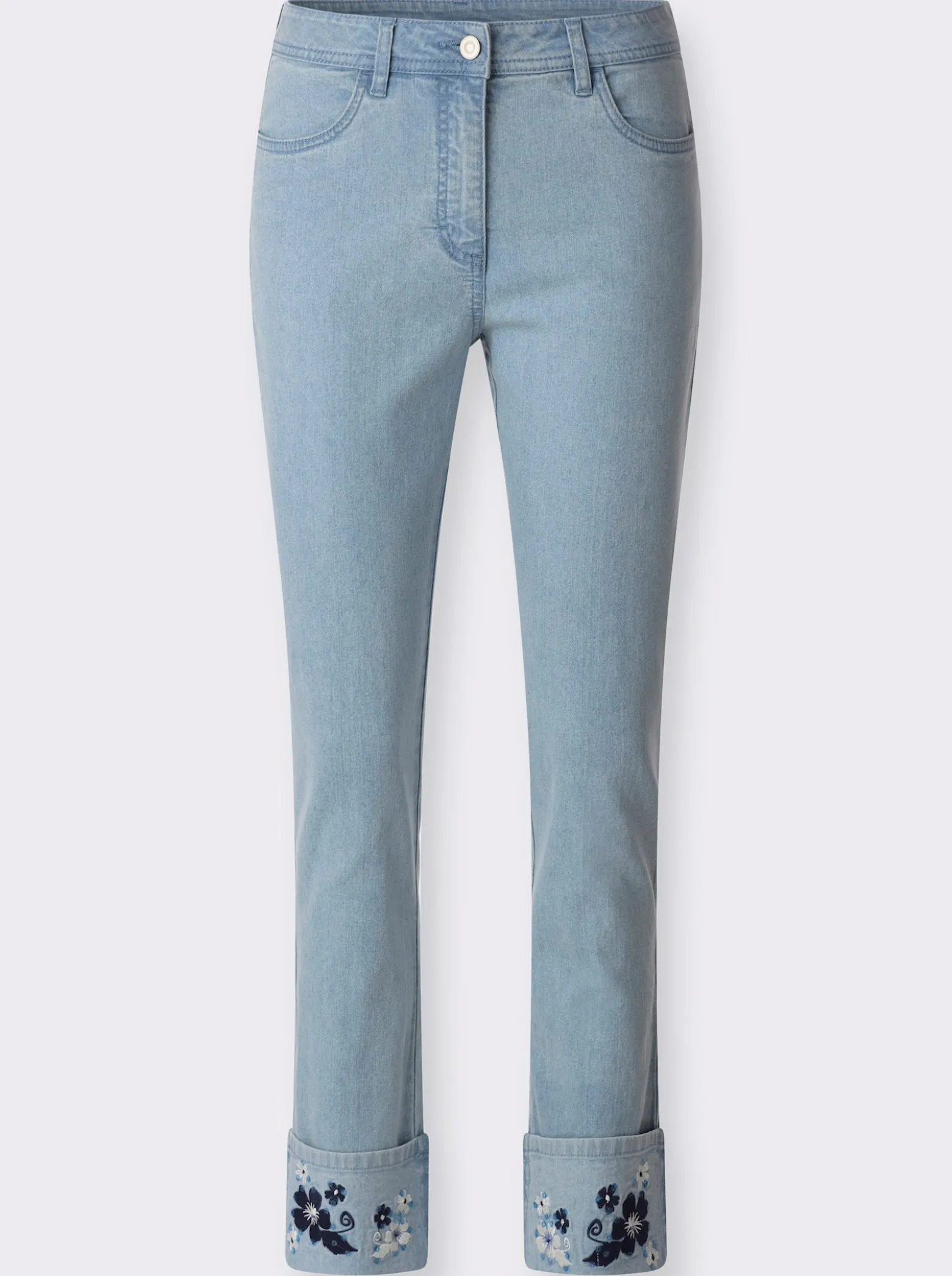 Jeans mit Stickerei und Pailletten