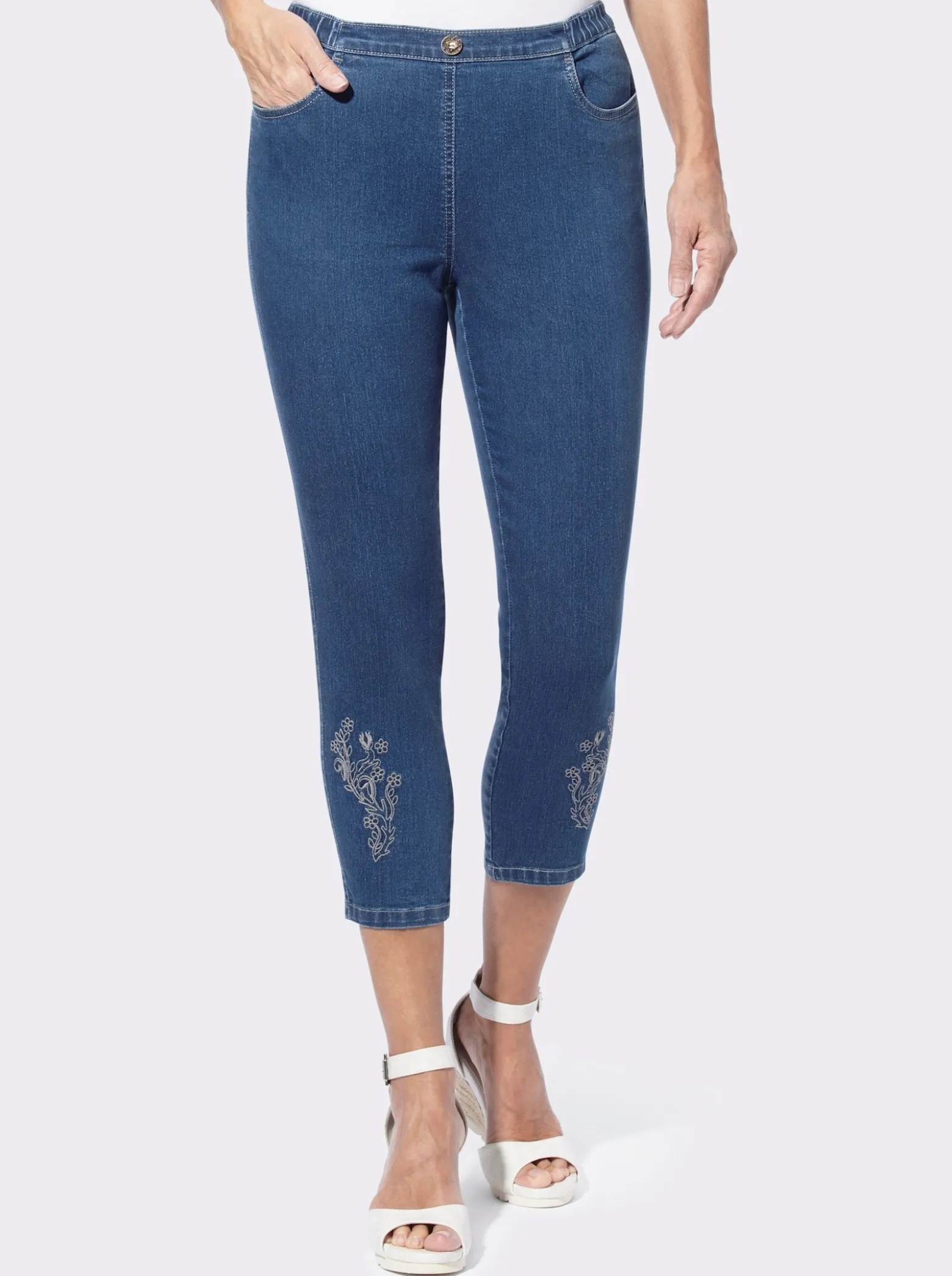 7/8-Jeans mit Trachten-Stickerei
