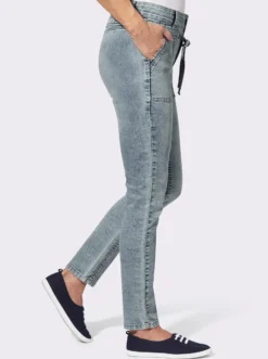 Jeans mit Tunnelzug und Bindeband
