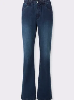Jeans mit weitem Bein und Schlitz