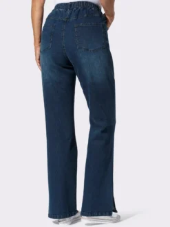 Jeans mit weitem Bein und Schlitz