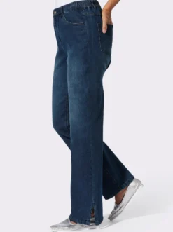 Jeans mit weitem Bein und Schlitz