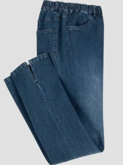 Jeans mit weitem Bein und Schlitz