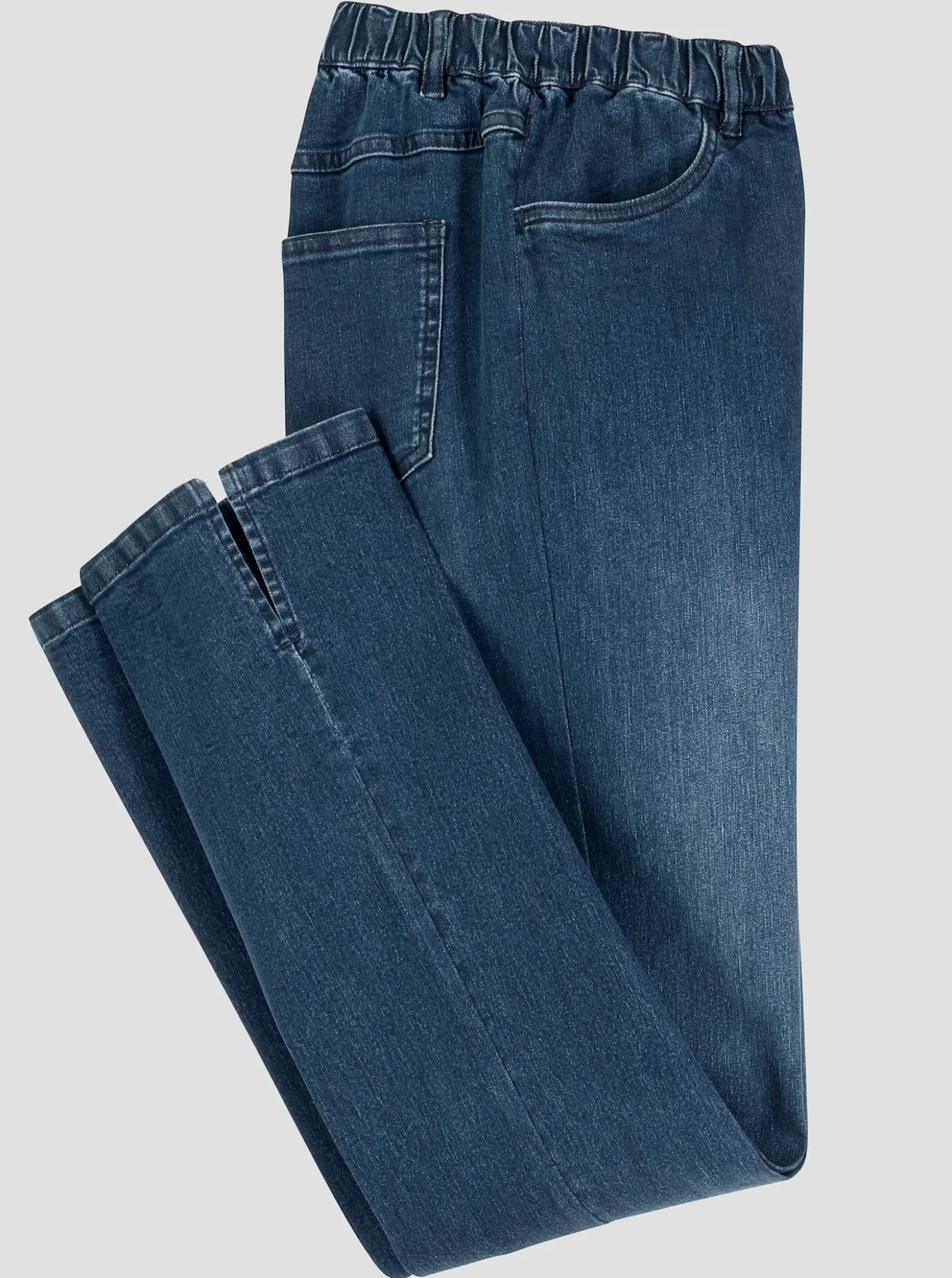 Jeans mit weitem Bein und Schlitz