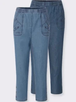 3/4-Jeans mit Zierknöpfen