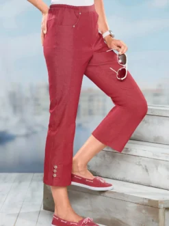 7/8-Jeans mit Zierriegel am Abschluss