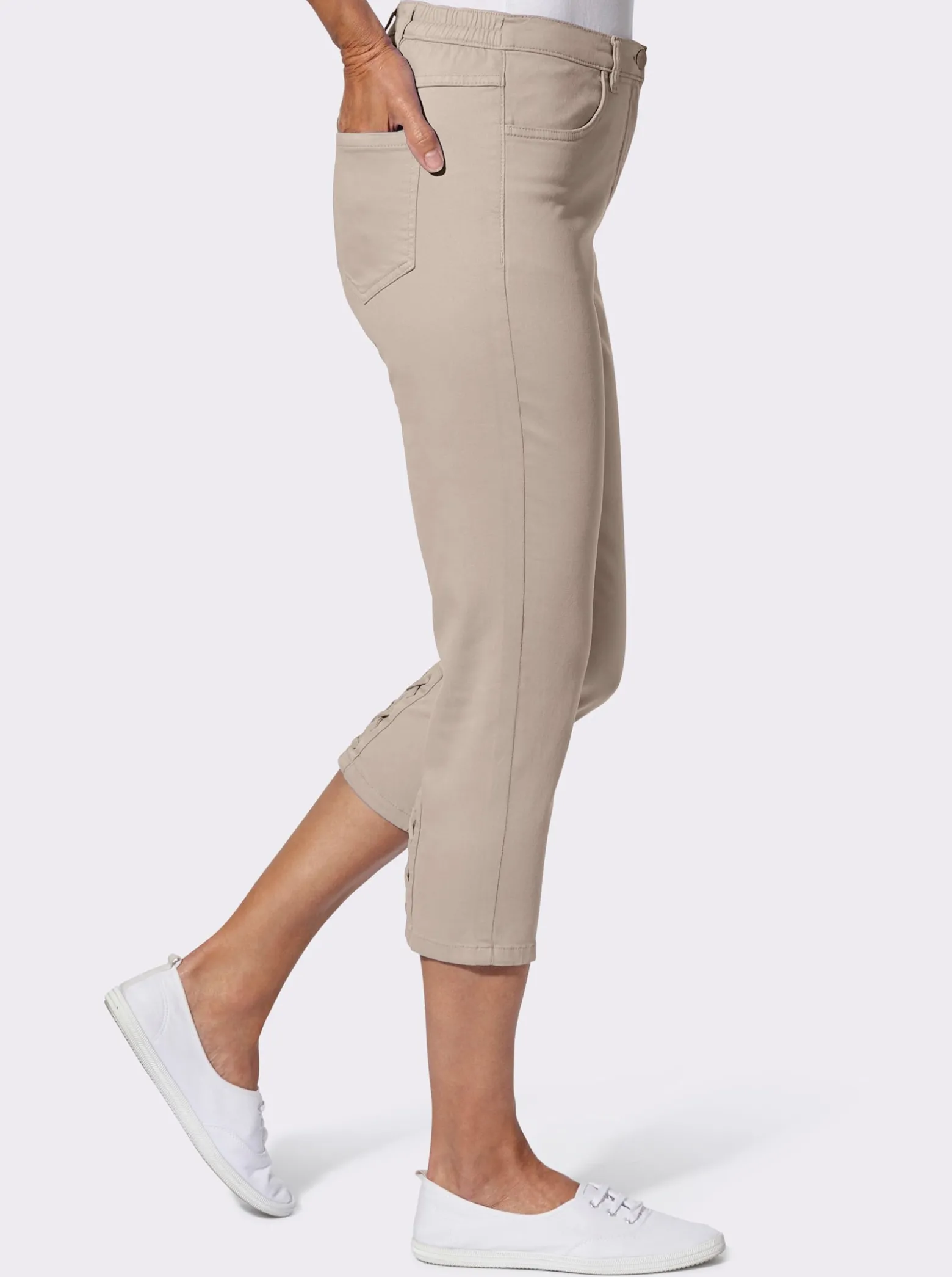 3/4-Jeans mit Zier-Schnürungen