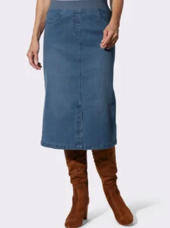 Jeansrock mit geripptem Dehnbund